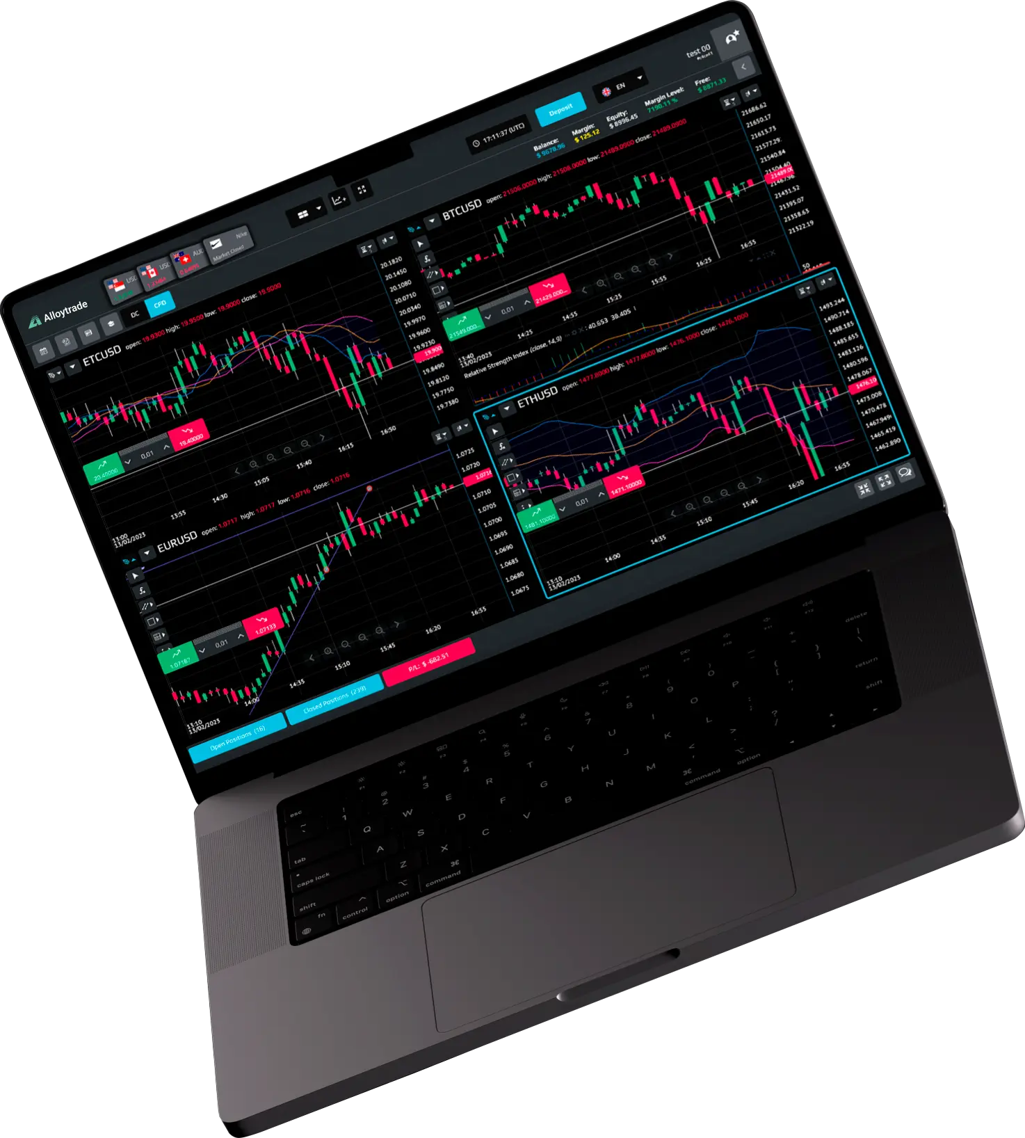 trading platform on laptop